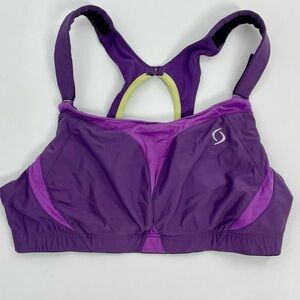Brooks Fiona Moving Comfort Soft Running Sports Bra Purple Green SZ 34C
